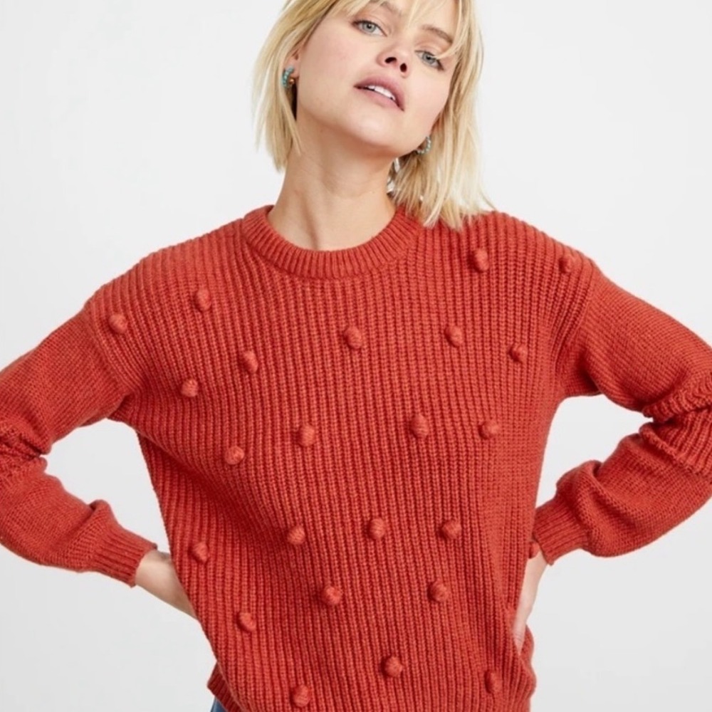 Marine Layer Rowan Bobble Knit Sweater Cotton Merino Wool Small